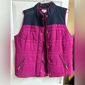 Crown & Ivy Fuchsia and Dark Blue Quilted Vest